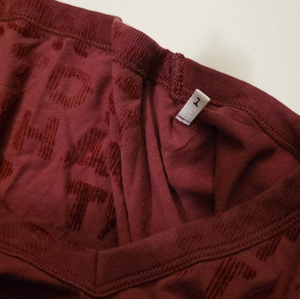 Maison Margiela Aids Awareness T Shirt V Neck Burgundy Size L - Picture 5 of 10
